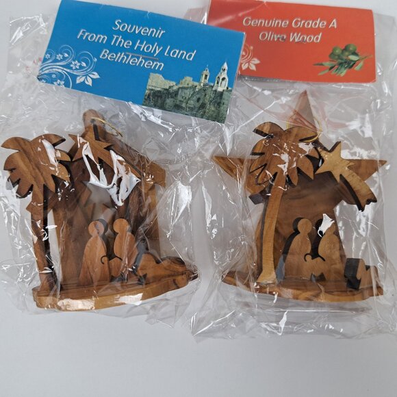 Olive Wood Holy Land Ornaments Handcrafted Lot of 12 - Picture 2 of 16